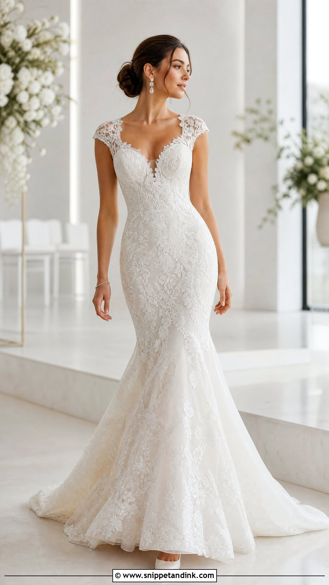 Mermaid Cap Sleeve Wedding Dress - Snippet and Ink - 20 Wedding Dress Cap Sleeves