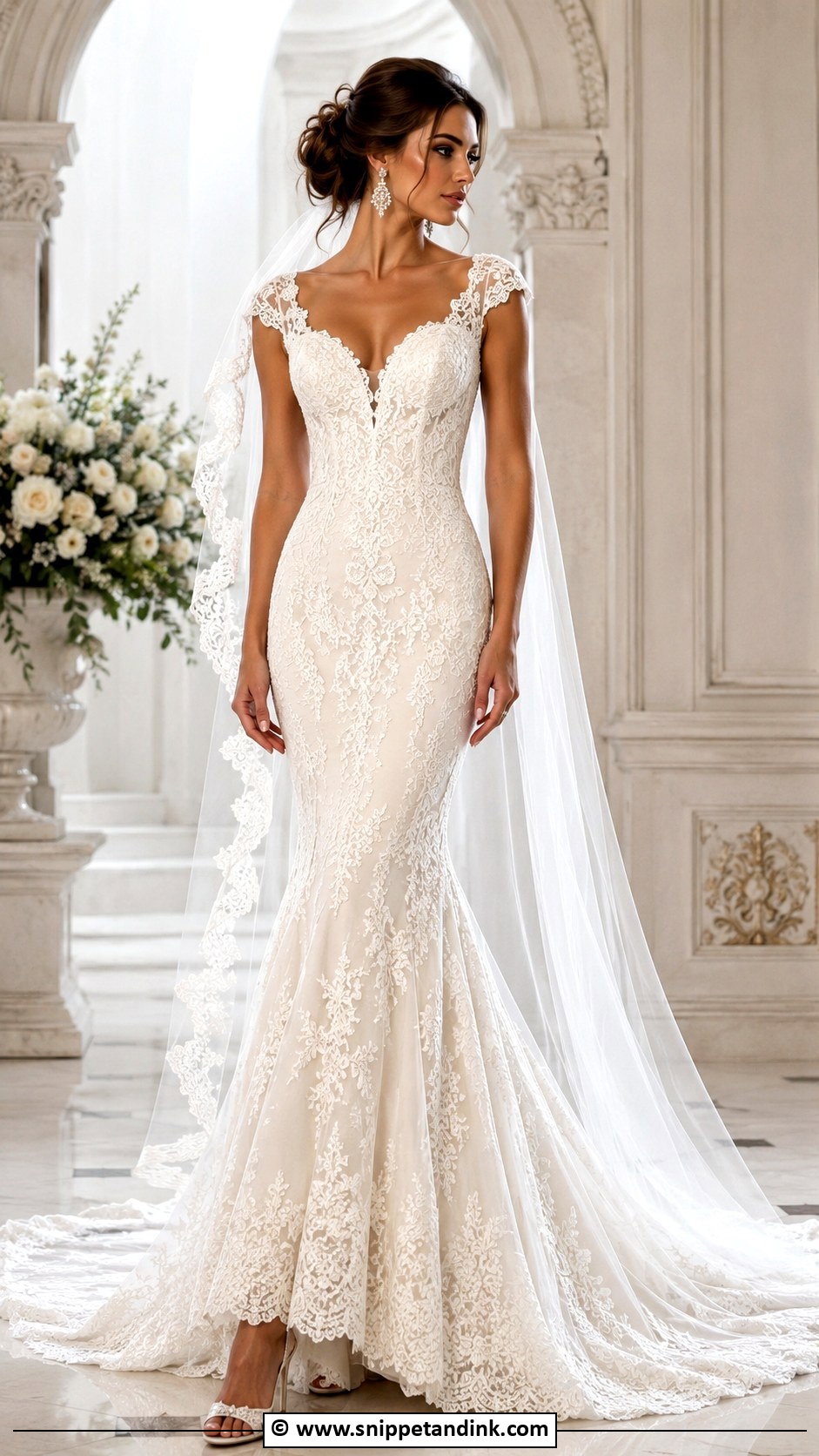 Mermaid Cap Sleeve Wedding Dress - Snippet and Ink - 30 Cap Sleeve Wedding Dress Ideas