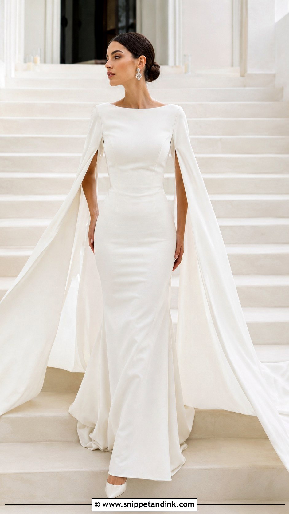 Mermaid Cape Sleeve Wedding Dress - Snippet and Ink - 20 Cape Sleeve Wedding Dress Ideas