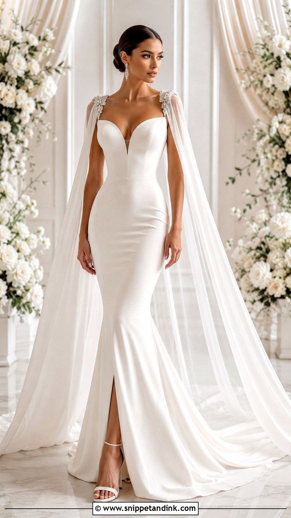 Mermaid Cape Wedding Dress - Snippet and Ink - 30 Wedding Dress with Cape Ideas