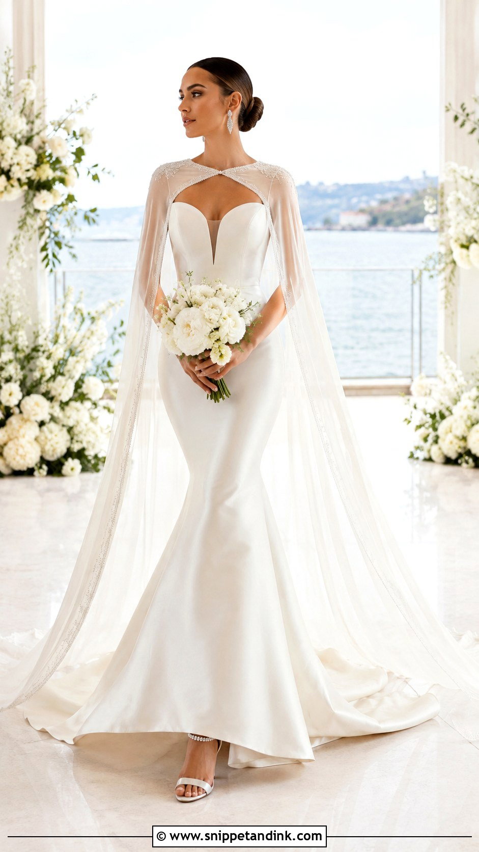 Mermaid Cape Wedding Dress - Snippet and Ink - 30 Cape Wedding Dress Ideas