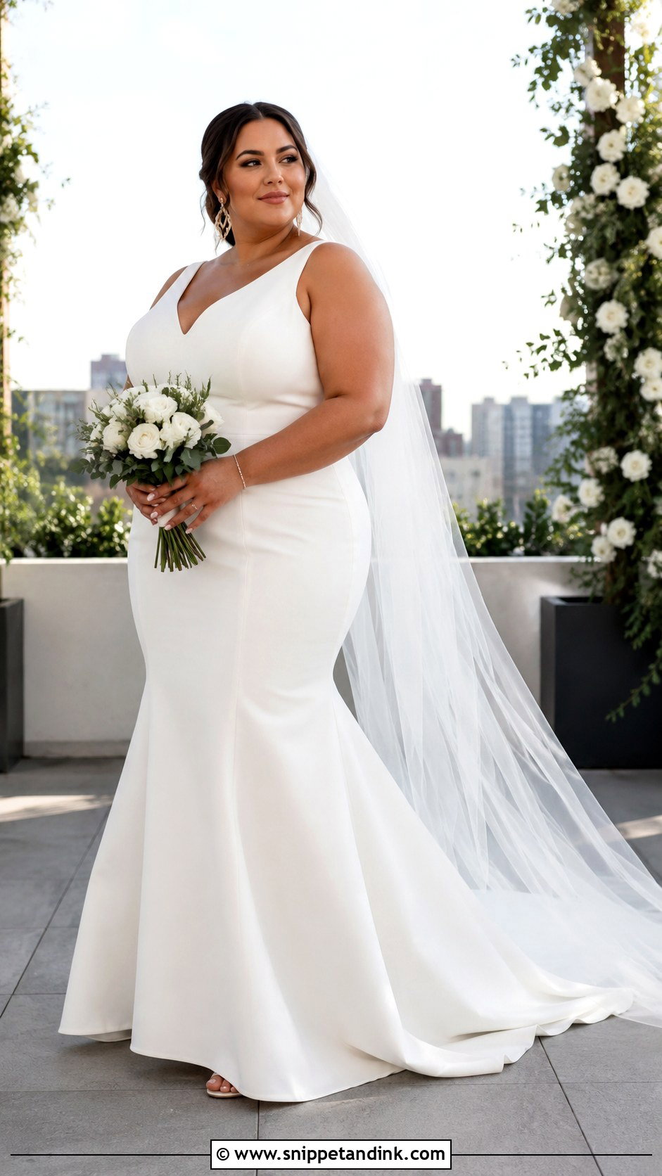 Mermaid Crepe Wedding Dress - Snippet and Ink - 20 Curvy Wedding Dresses