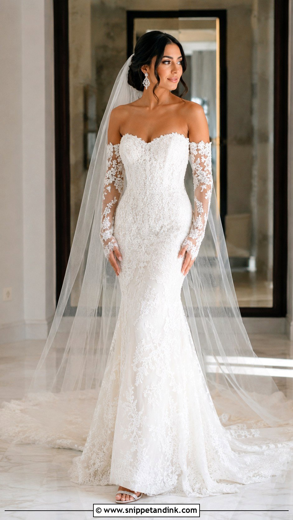 Mermaid Detachable Sleeves Wedding Dress - Snippet and Ink - 25 Detachable Sleeves Wedding Dress