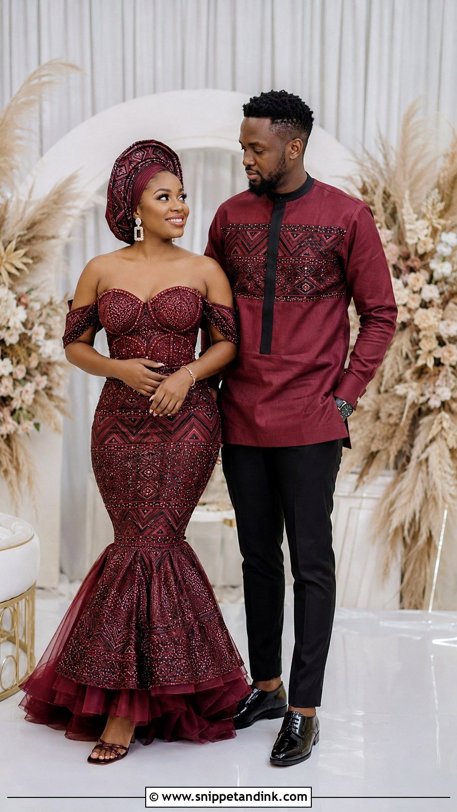 Mermaid Dress And Traditional Shirt Outfit - Snippet and Ink - 25 Lobola Outfits for Couples
