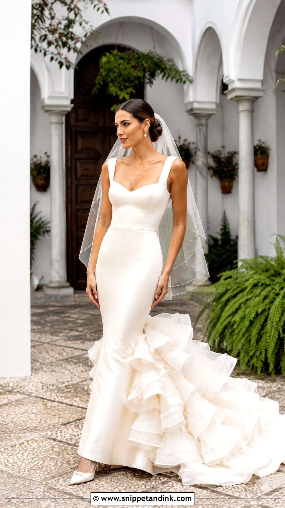 Mermaid Flamenco Wedding Dress With Ruffle Train - Snippet and Ink - 20 Flamenco Wedding Dress Ideas