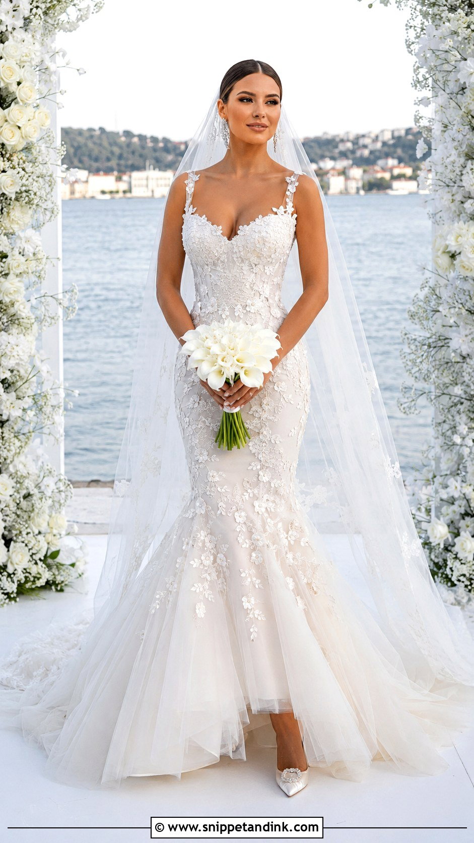 Mermaid Floral Applique Wedding Dress - Snippet and Ink - 20 Floral Applique Wedding Dress Ideas