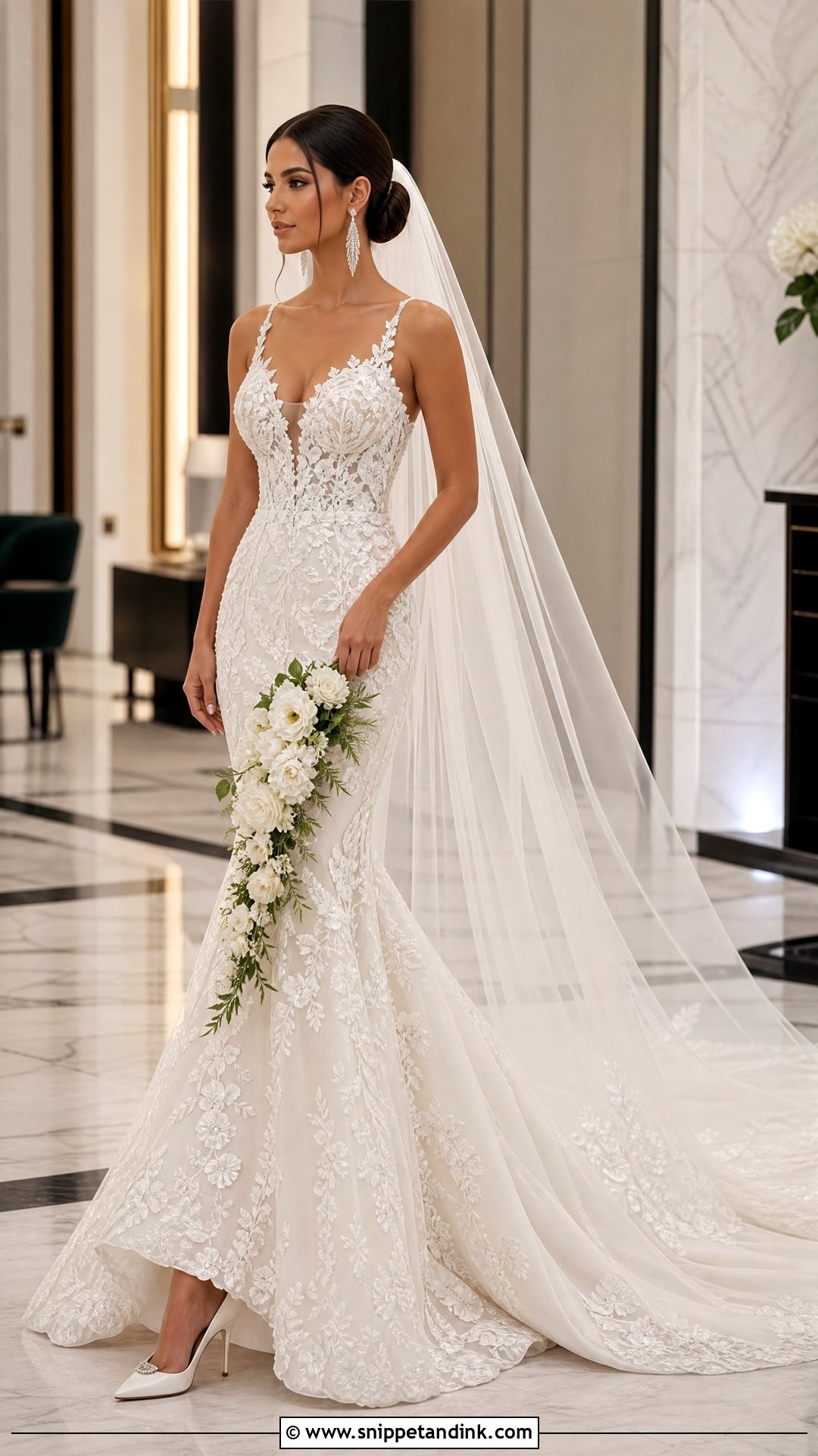 Mermaid Floral Embroidered Wedding Dress - Snippet and Ink - 20 Wedding Dress Flowers Embroidery