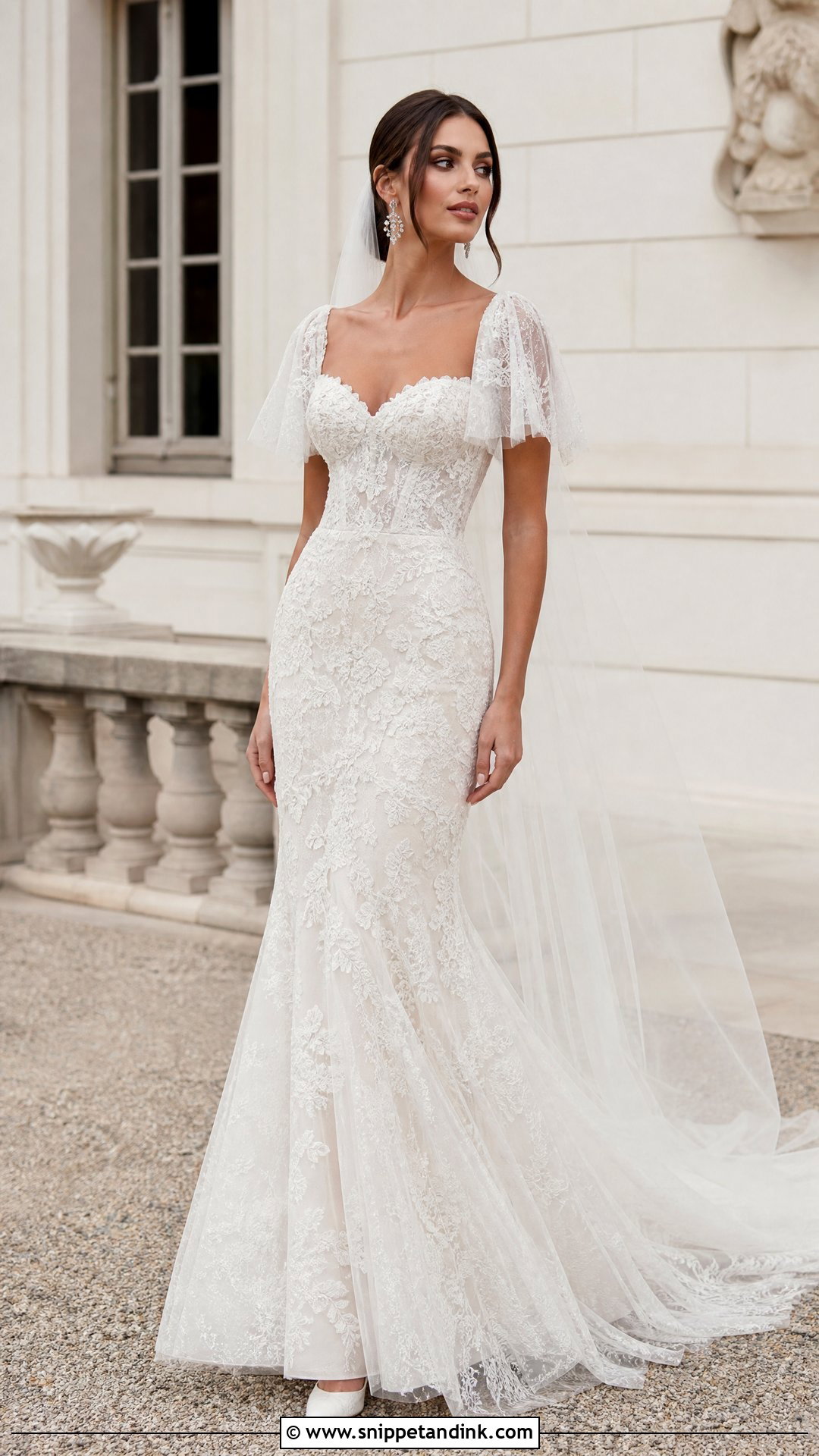 Mermaid Flutter Sleeve Wedding Dress - Snippet and Ink - 20 Wedding Dress Flutter Sleeves