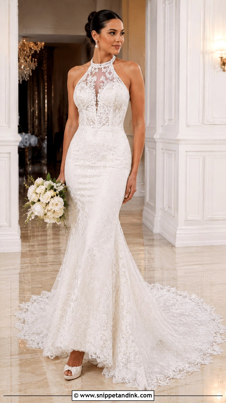 Mermaid Halterneck Wedding Dress - Snippet and Ink - 30 Halterneck Wedding Dress Ideas