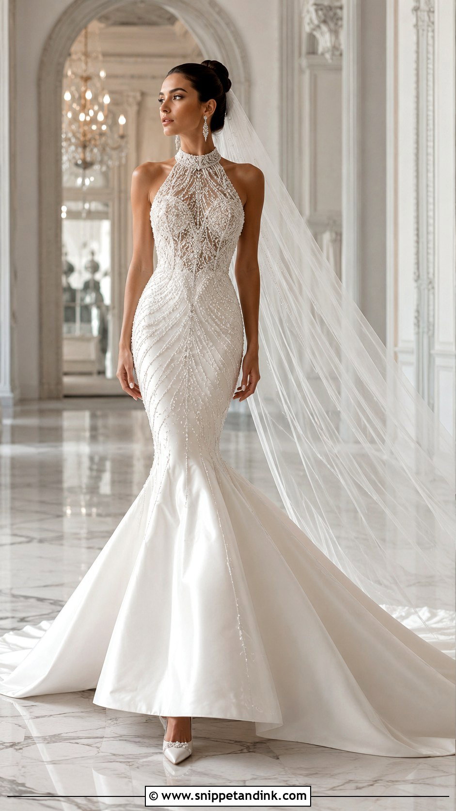 Mermaid High Neck Wedding Gown - Snippet and Ink - 20 High Neck Wedding Gown Ideas