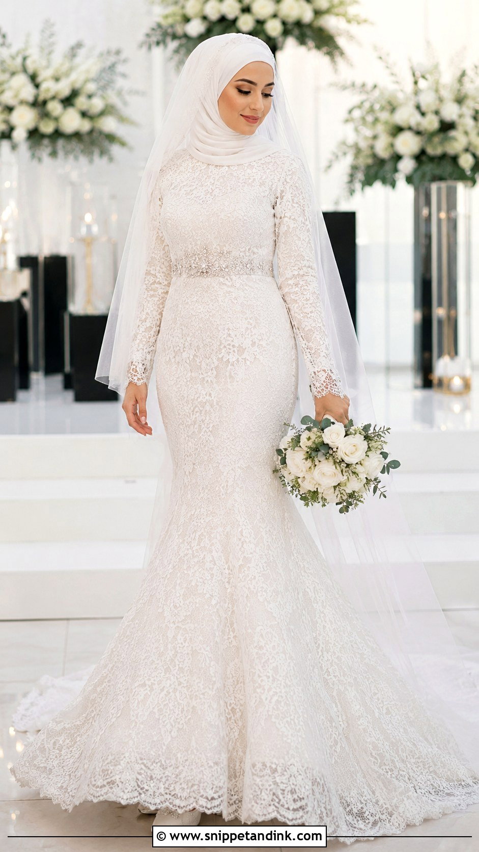 Mermaid Hijab Bridal Gown - Snippet and Ink - 25 Hijab Bridal Look Ideas