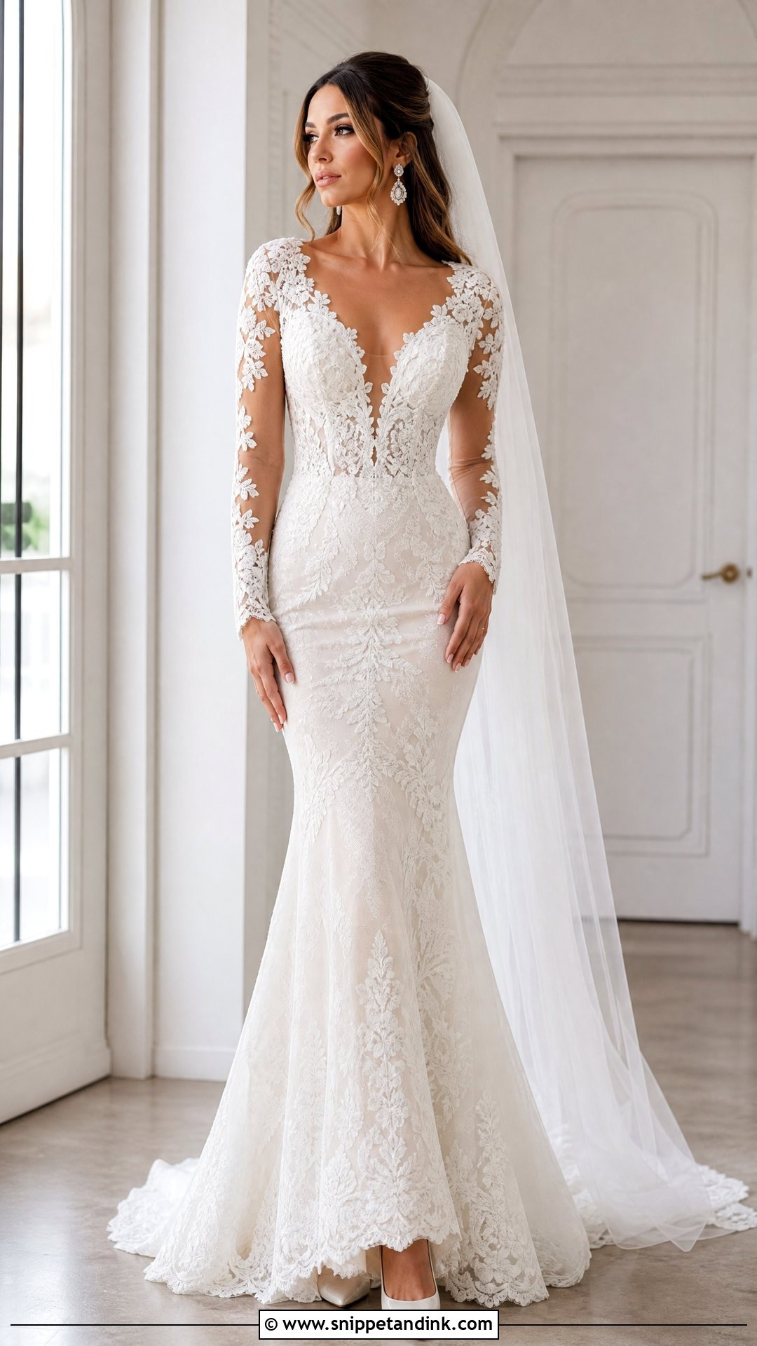Mermaid Illusion Sleeve Wedding Dress - Snippet and Ink - 20 Illusion Sleeve Wedding Dress Ideas