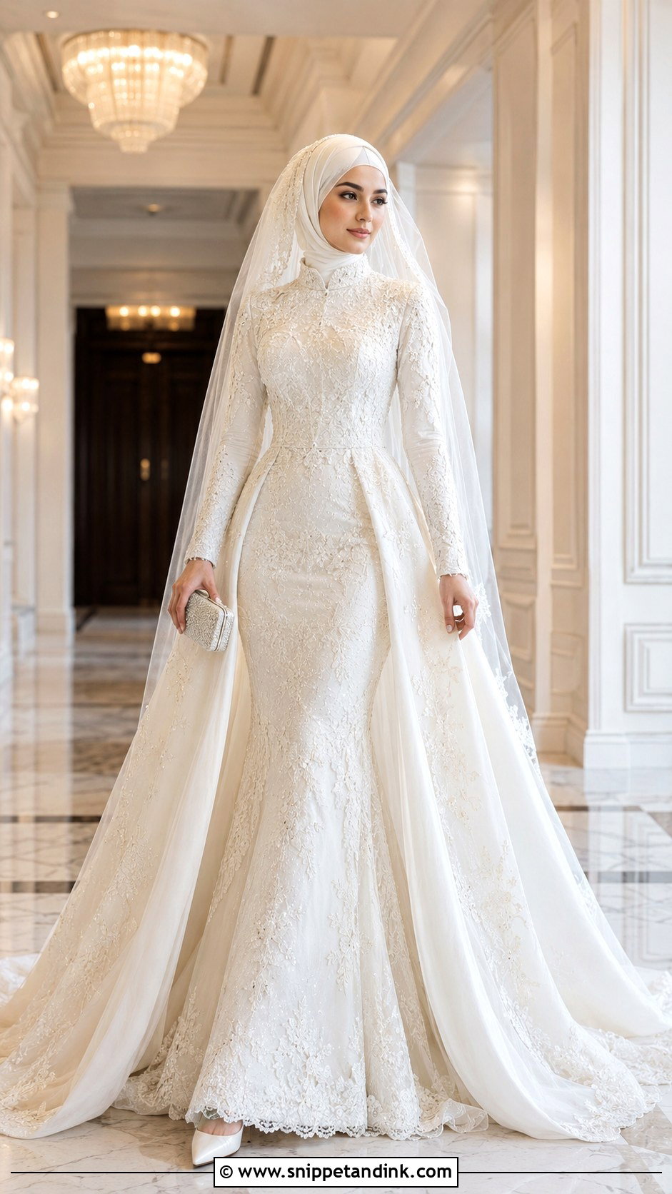 Mermaid Islamic Wedding Dress With Detachable Overskirt - Snippet and Ink - 20 Islamic Wedding Dress Hijab Bride Bridal Gowns