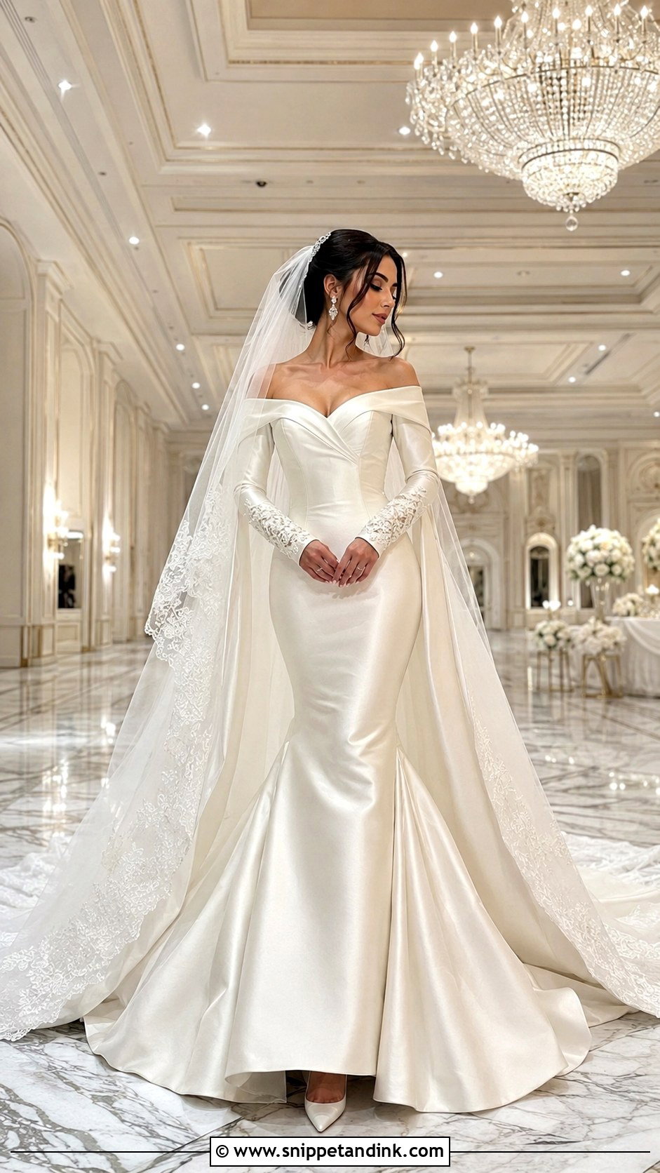 Mermaid January Wedding Dress With Detachable Sleeves - Snippet and Ink - 20 January Wedding Dress Ideas