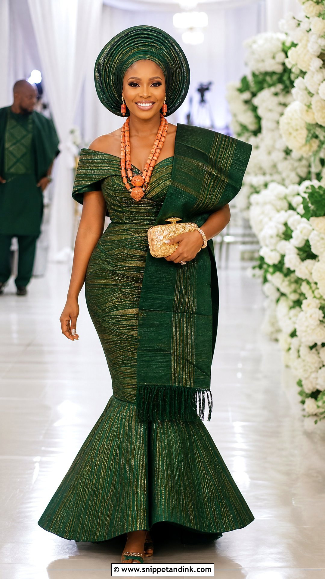 Mermaid Komole Yoruba Bridal Attire - Snippet and Ink - 25 Yoruba Bride Traditional Attire Ideas