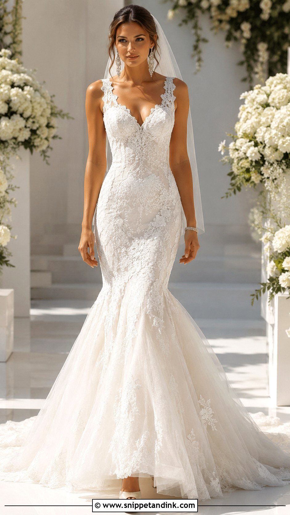 Mermaid Lace And Tulle Wedding Dress - Snippet and Ink - 20 Lace and Tulle Wedding Dress Ideas