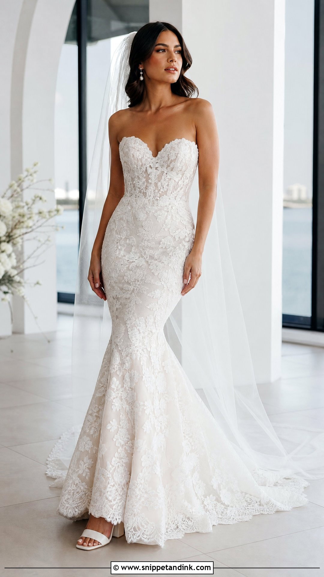 Mermaid Lace Applique Wedding Dress - Snippet and Ink - 20 Lace Applique Wedding Dress Ideas