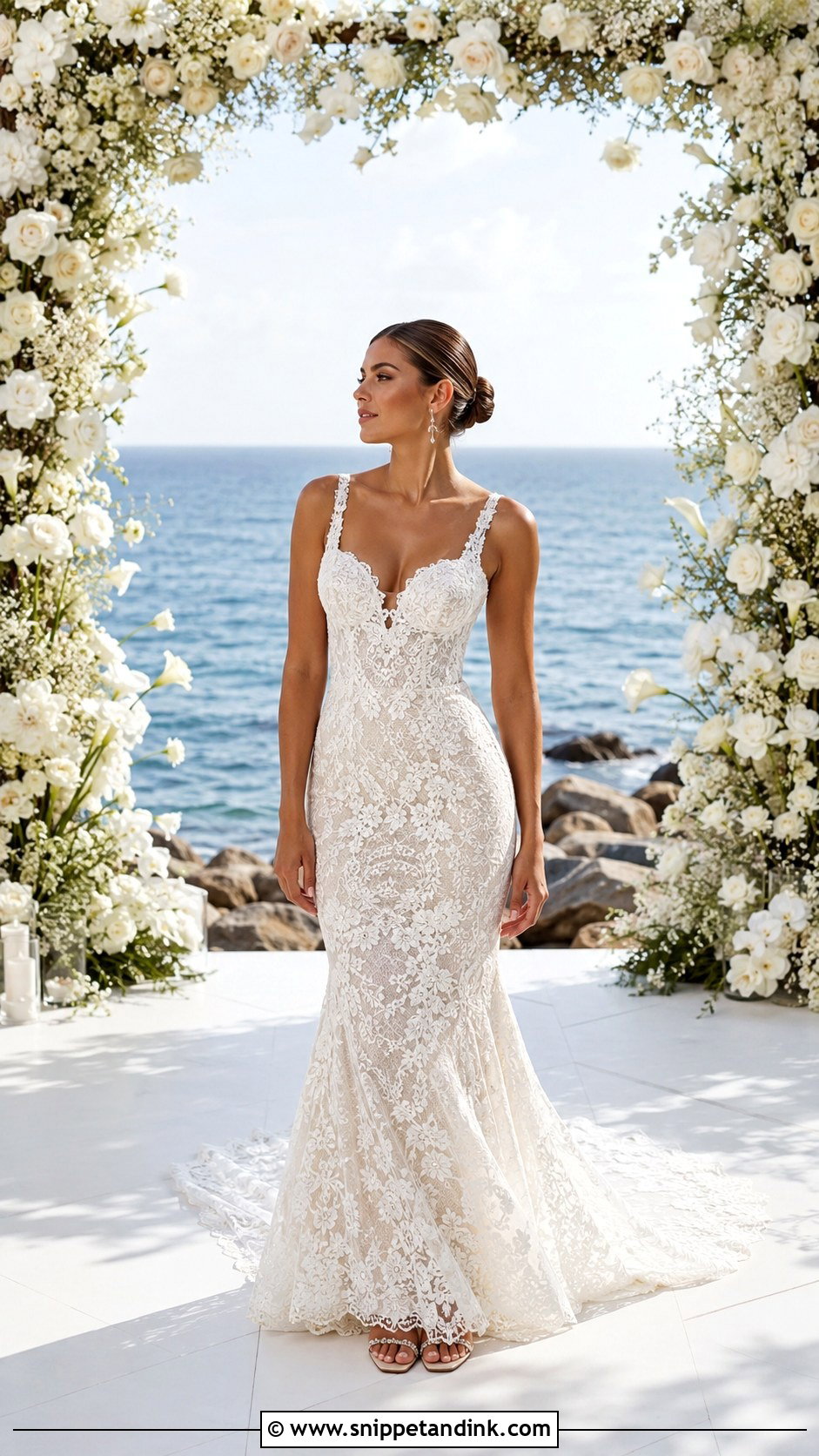 Mermaid Lace Beach Wedding Dress - Snippet and Ink - 20 Lace Beach Wedding Dress Ideas
