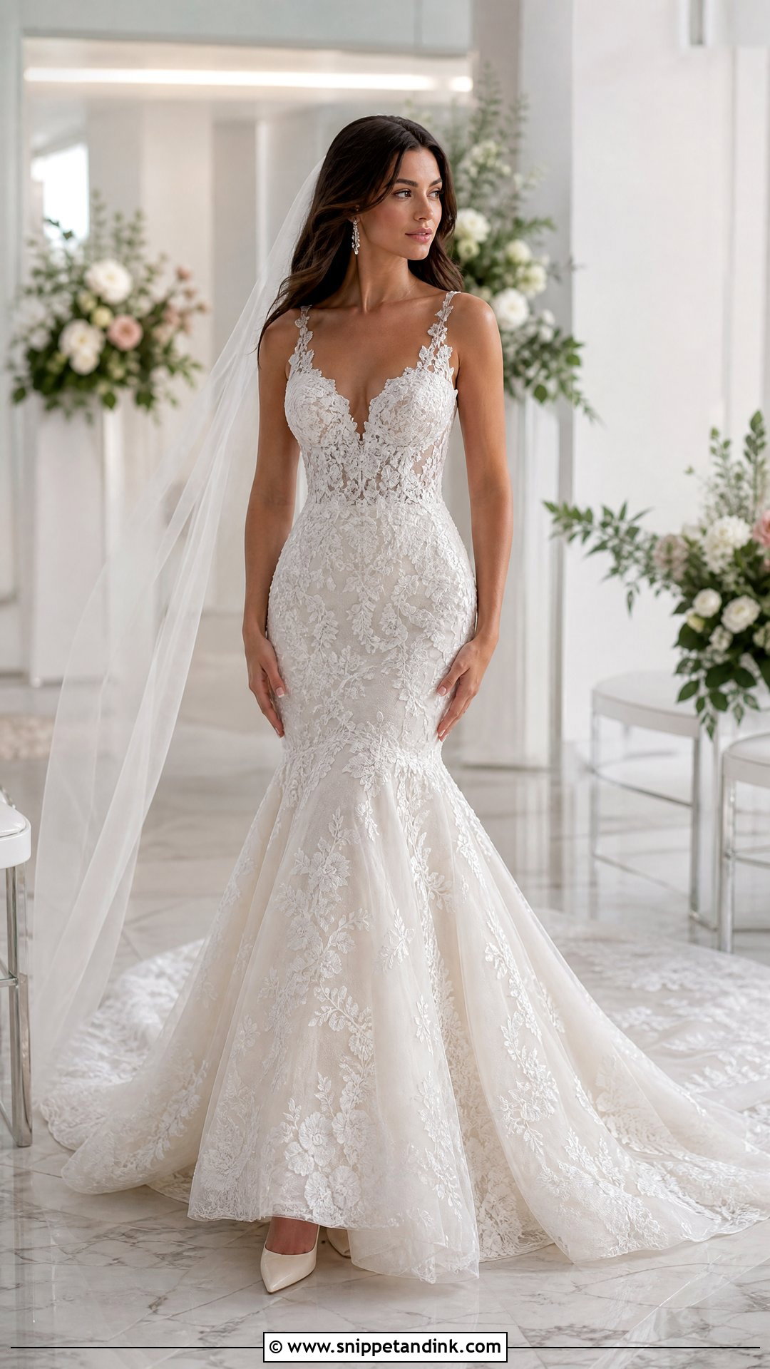 Mermaid Lace Bodice Wedding Dress - Snippet and Ink - 20 Lace Bodice Wedding Dress Ideas