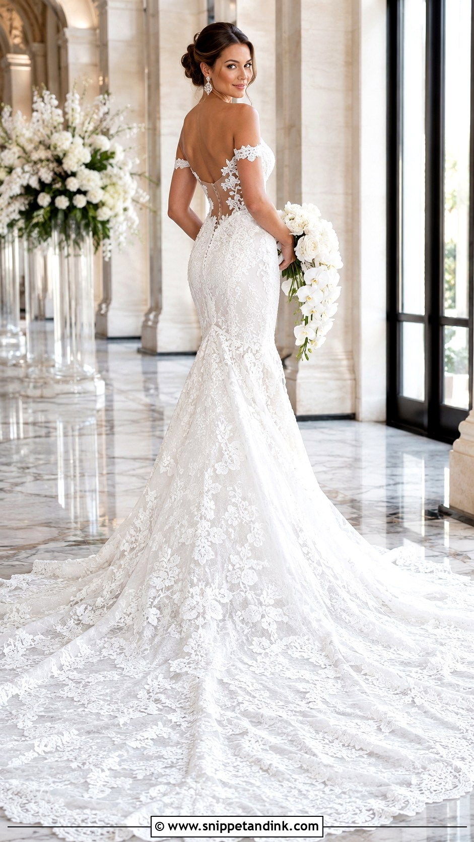 Mermaid Lace Cathedral Train Wedding Dress - Snippet and Ink - 20 Cathedral Train Wedding Dress Ideas