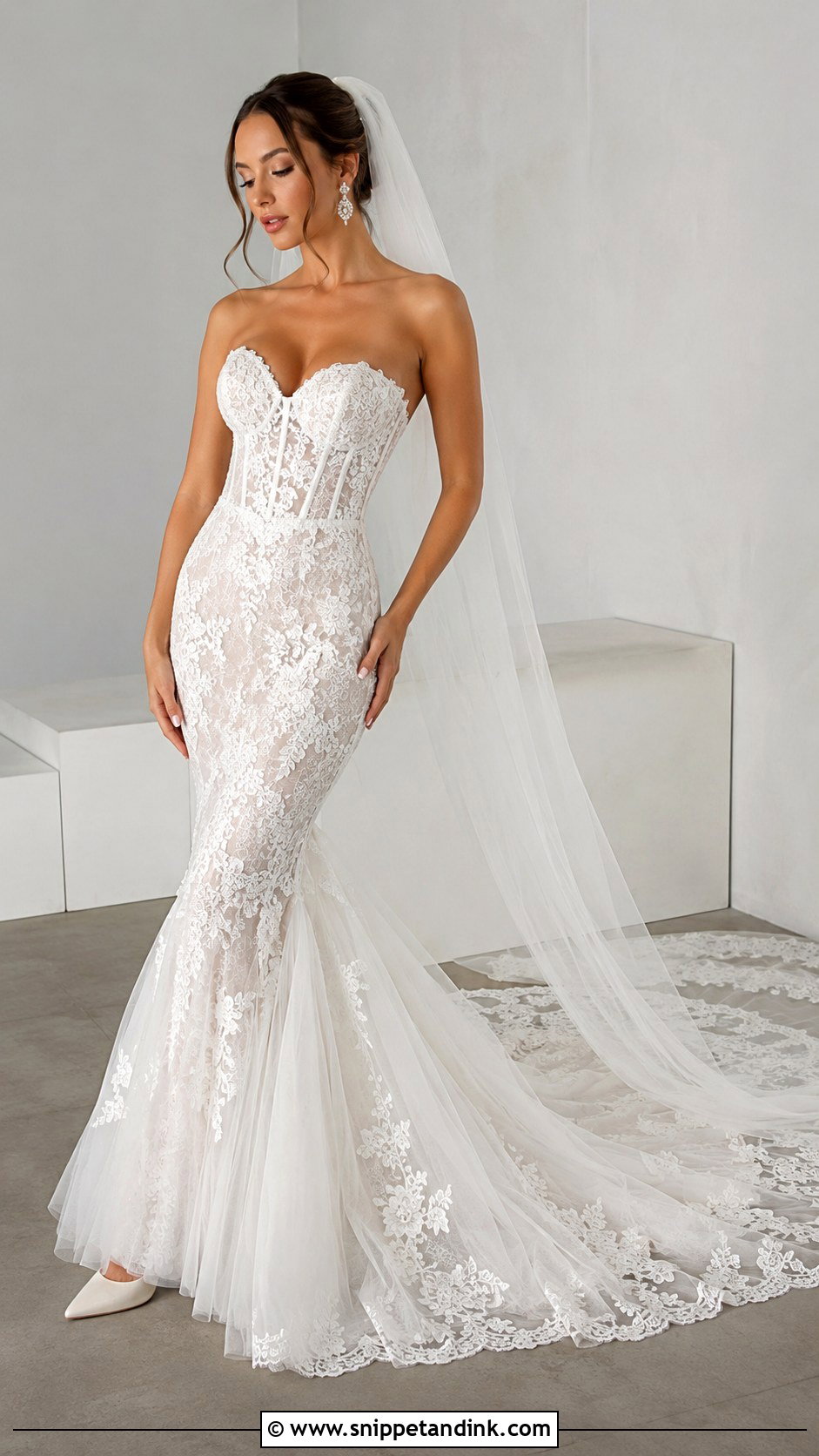 Mermaid Lace Corset Wedding Dress - Snippet and Ink - 20 Lace Corset Wedding Dresses