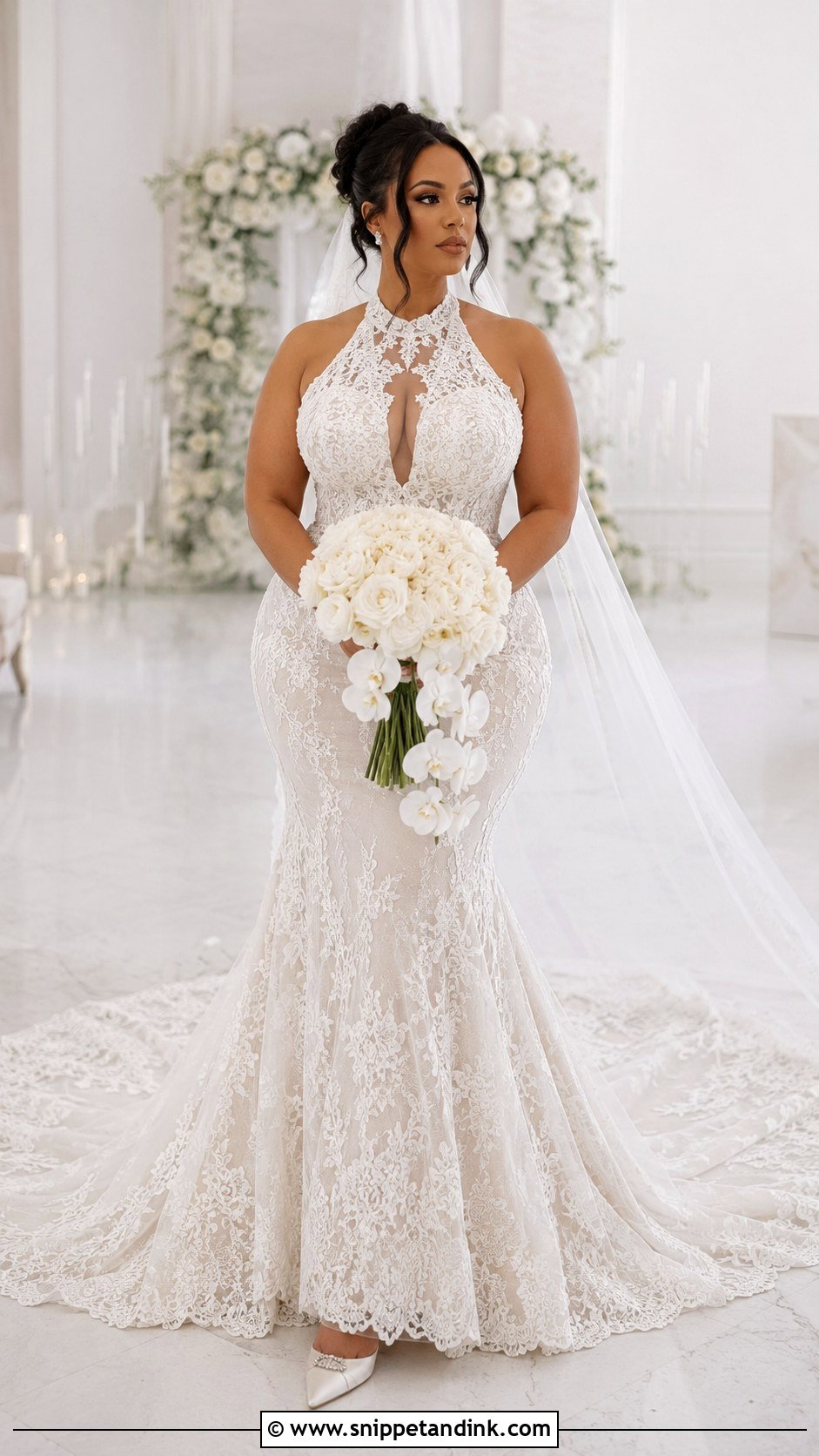 Mermaid Lace Halter Wedding Dress - Snippet and Ink - 20 Halter Neck Lace Wedding Dress Ideas