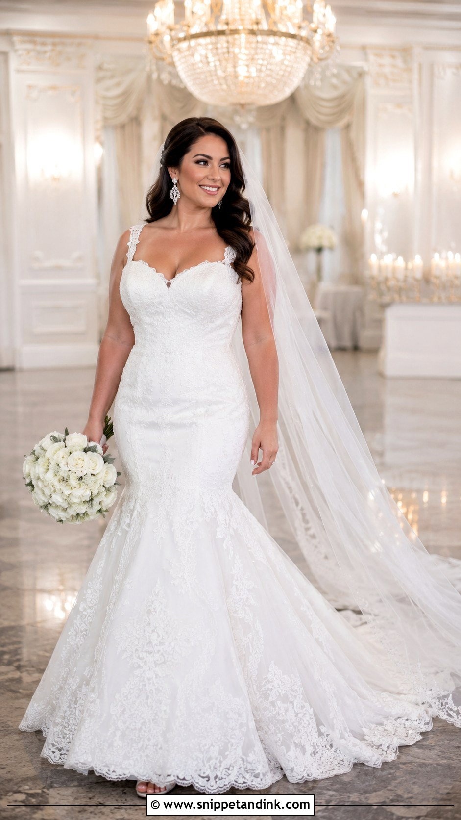 Mermaid Lace Midsize Wedding Dress - Snippet and Ink - 20 Midsize Wedding Dresses