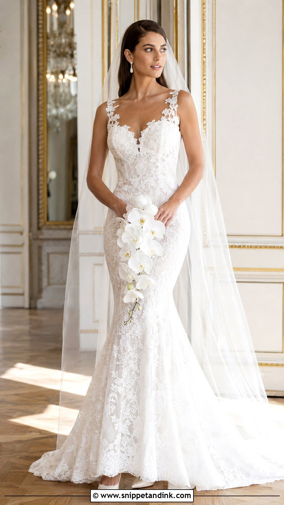 Mermaid Lace Overlay Wedding Dress - Snippet and Ink - 20 Lace Overlay Wedding Dress Ideas