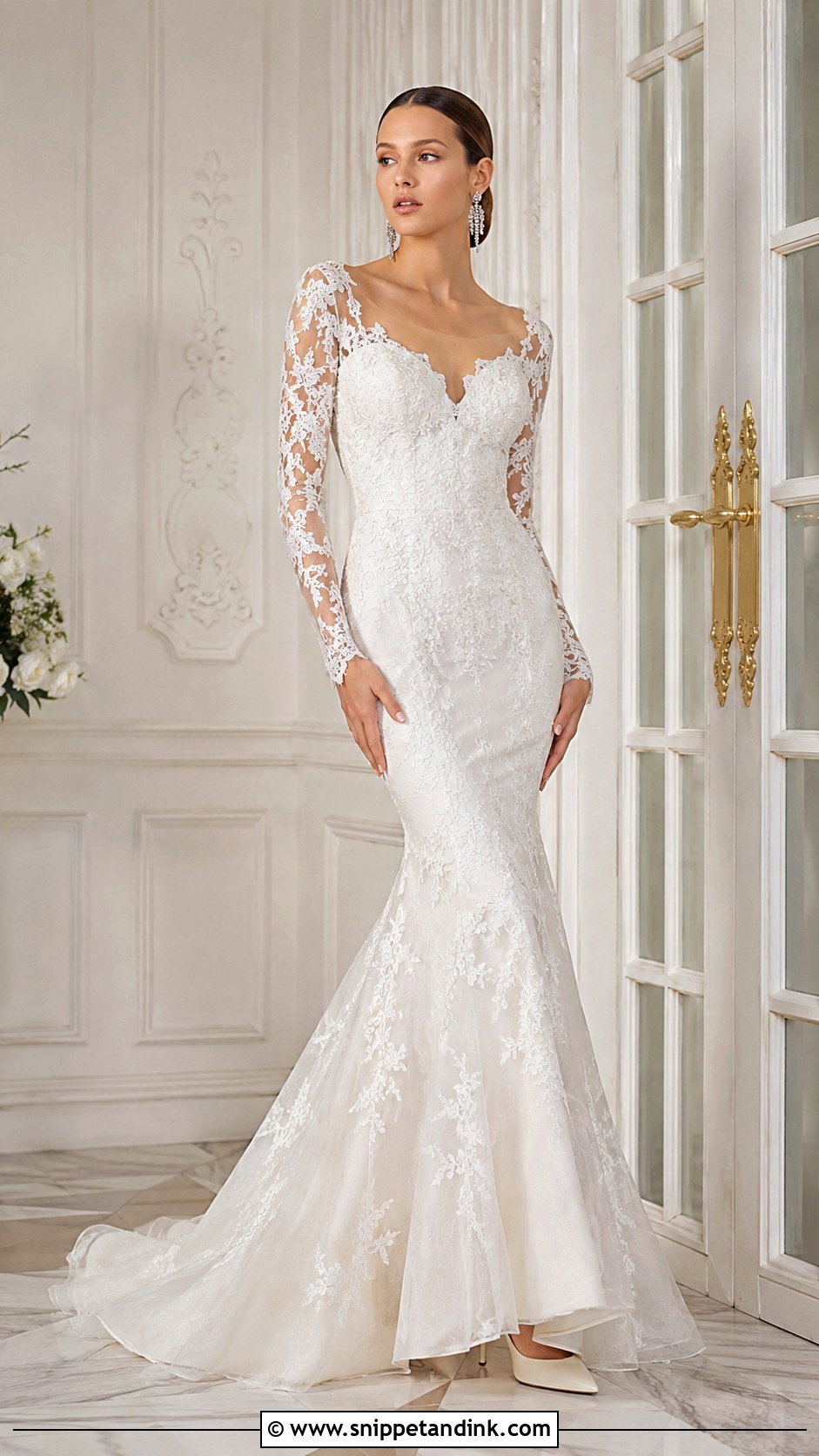 Mermaid Lace Sleeve Wedding Dress - Snippet and Ink - 25 Lace Sleeves Wedding Dresses