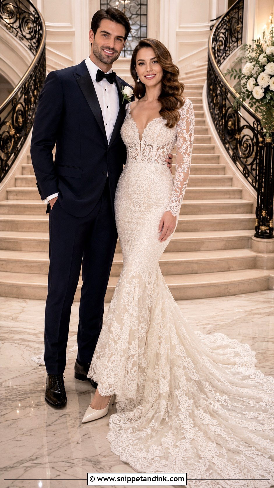 Mermaid Lace Tail Gown - Snippet and Ink - 20 Tail Gown for Pre Wedding Ideas
