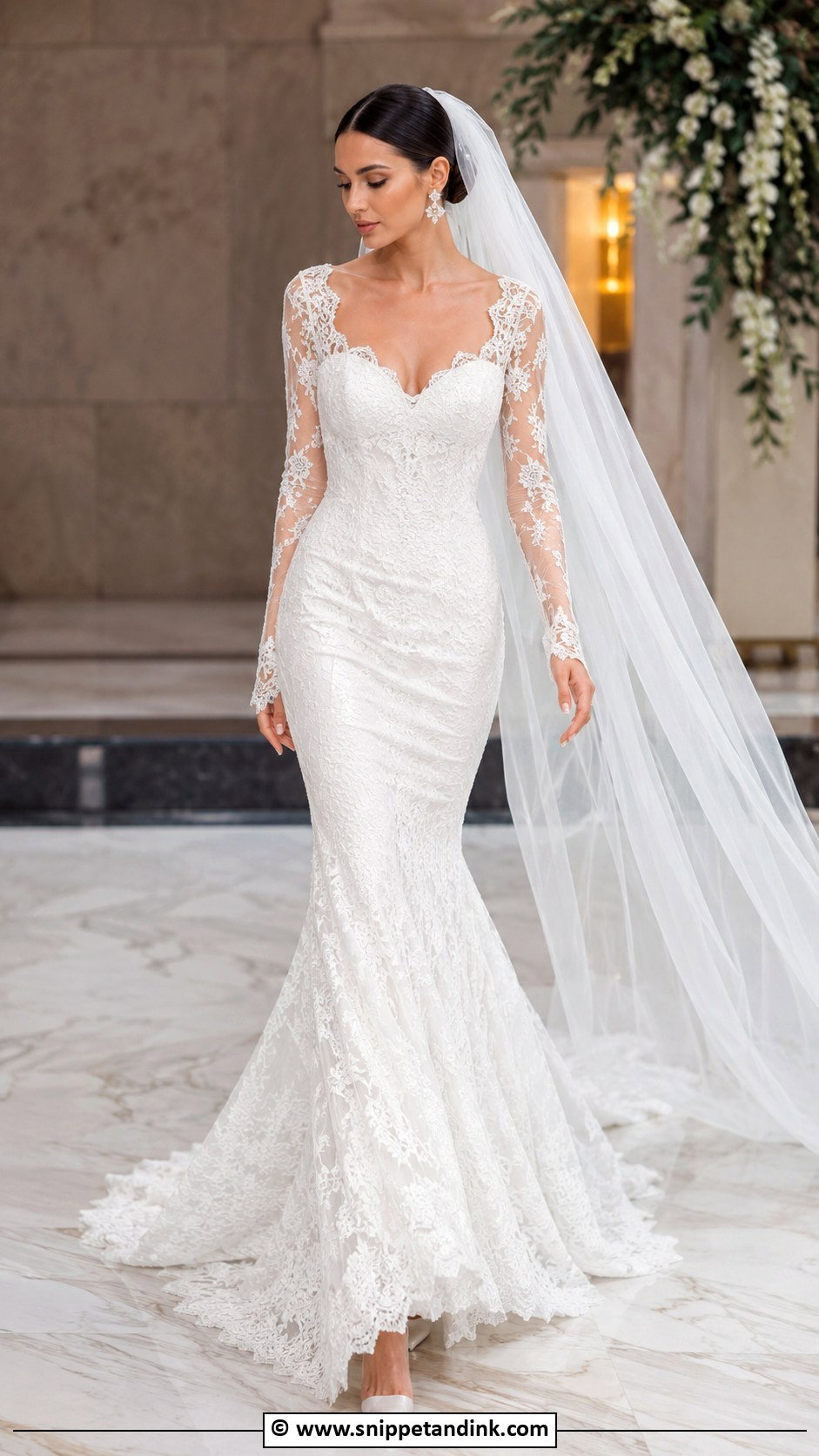 Mermaid Lace Wedding Dress With Sleeves - Snippet and Ink - 30 Lace Wedding Dress with Sleeves