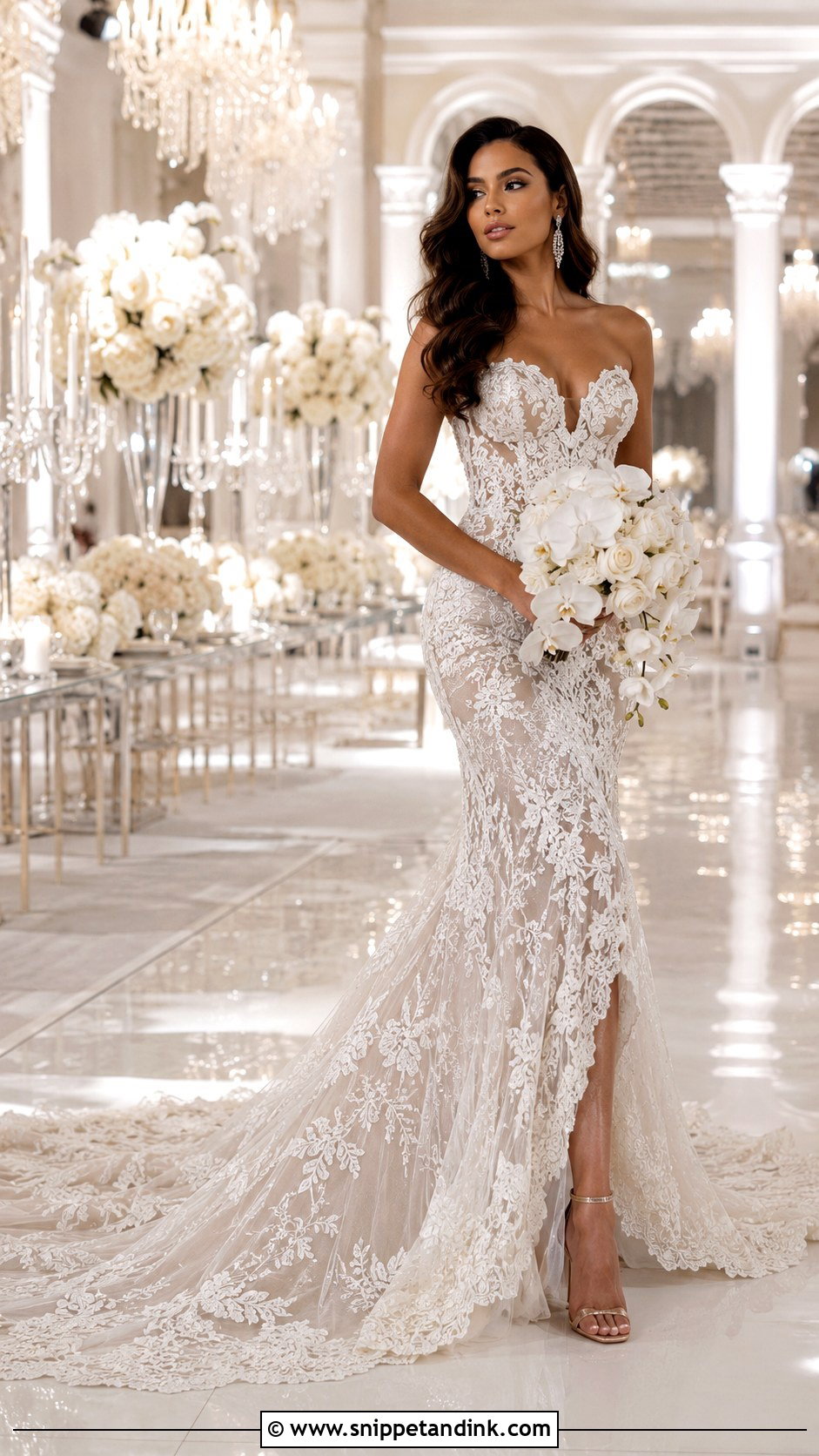 Mermaid Latina Wedding Dress With Dramatic Train - Snippet and Ink - 25 Latina Wedding Dress Ideas