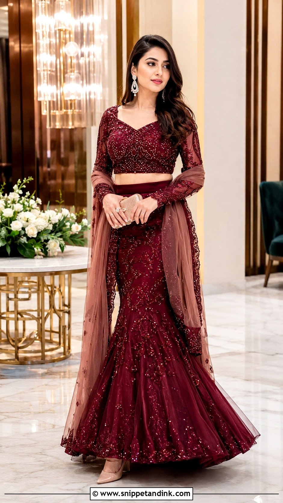 Mermaid Lehenga For Engagement - Snippet and Ink - 30 Indian Engement Dress Ideas