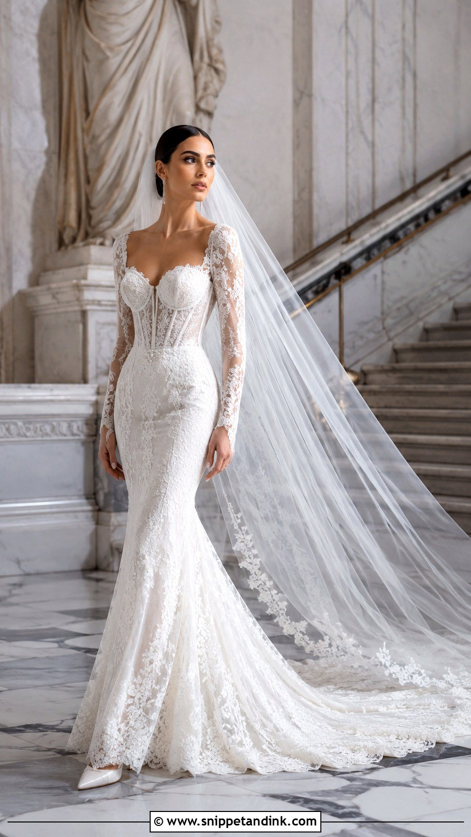 Mermaid Long Sleeve Corset Wedding Dress - Snippet and Ink - 20 Long Sleeve Corset Wedding Dress Ideas