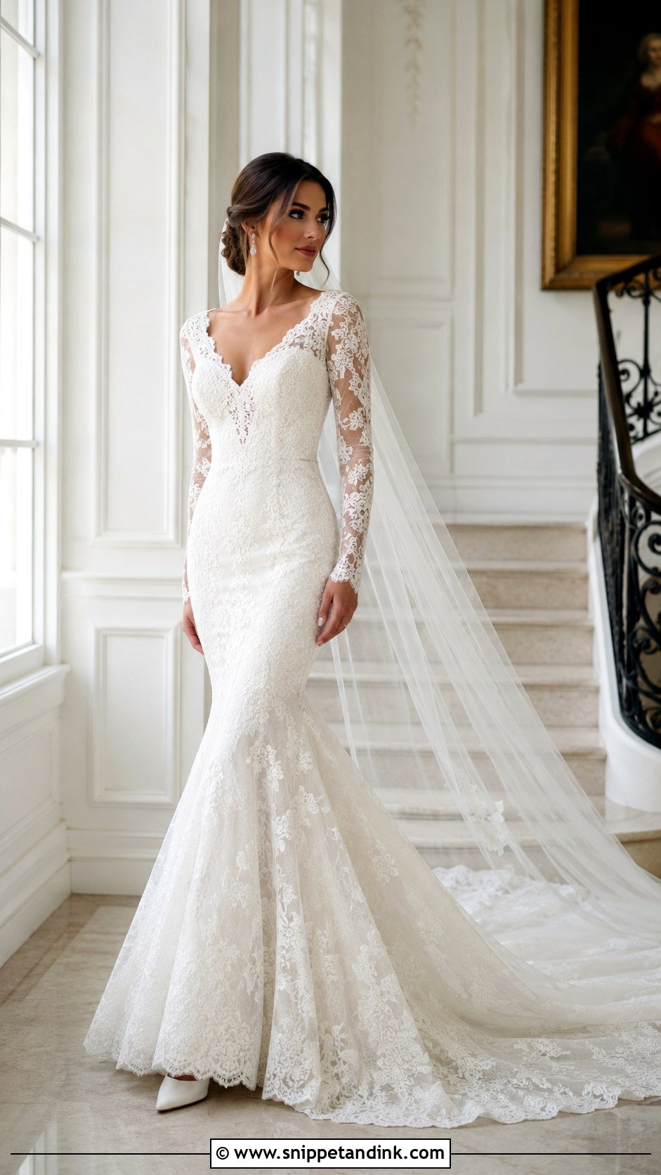 Mermaid Long Sleeve Lace Bridal Dress - Snippet and Ink - 20 Long Sleeve Bridal Dresses