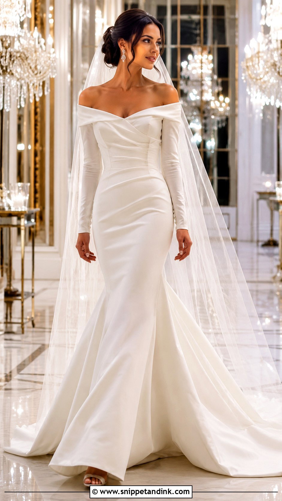 Mermaid Long Sleeve Off Shoulder Wedding Dress - Snippet and Ink - 25 Long Sleeve Off Shoulder Wedding Dress Ideas