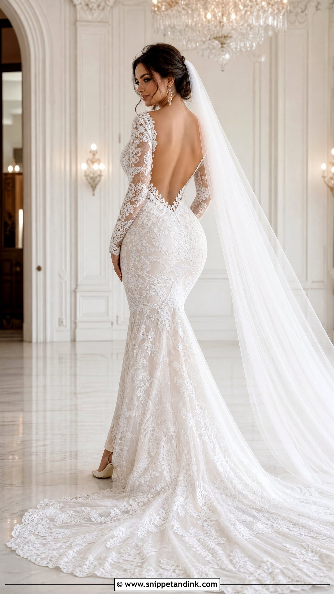 Mermaid Long Sleeve Open Back Wedding Dress - Snippet and Ink - 25 Long Sleeve Open Back Wedding Dress Ideas