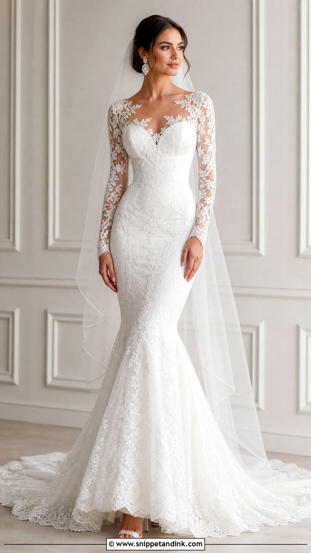 Mermaid Long Sleeve Wedding Dress - Snippet and Ink - 25 Romantic Long Sleeve Wedding Dress Ideas