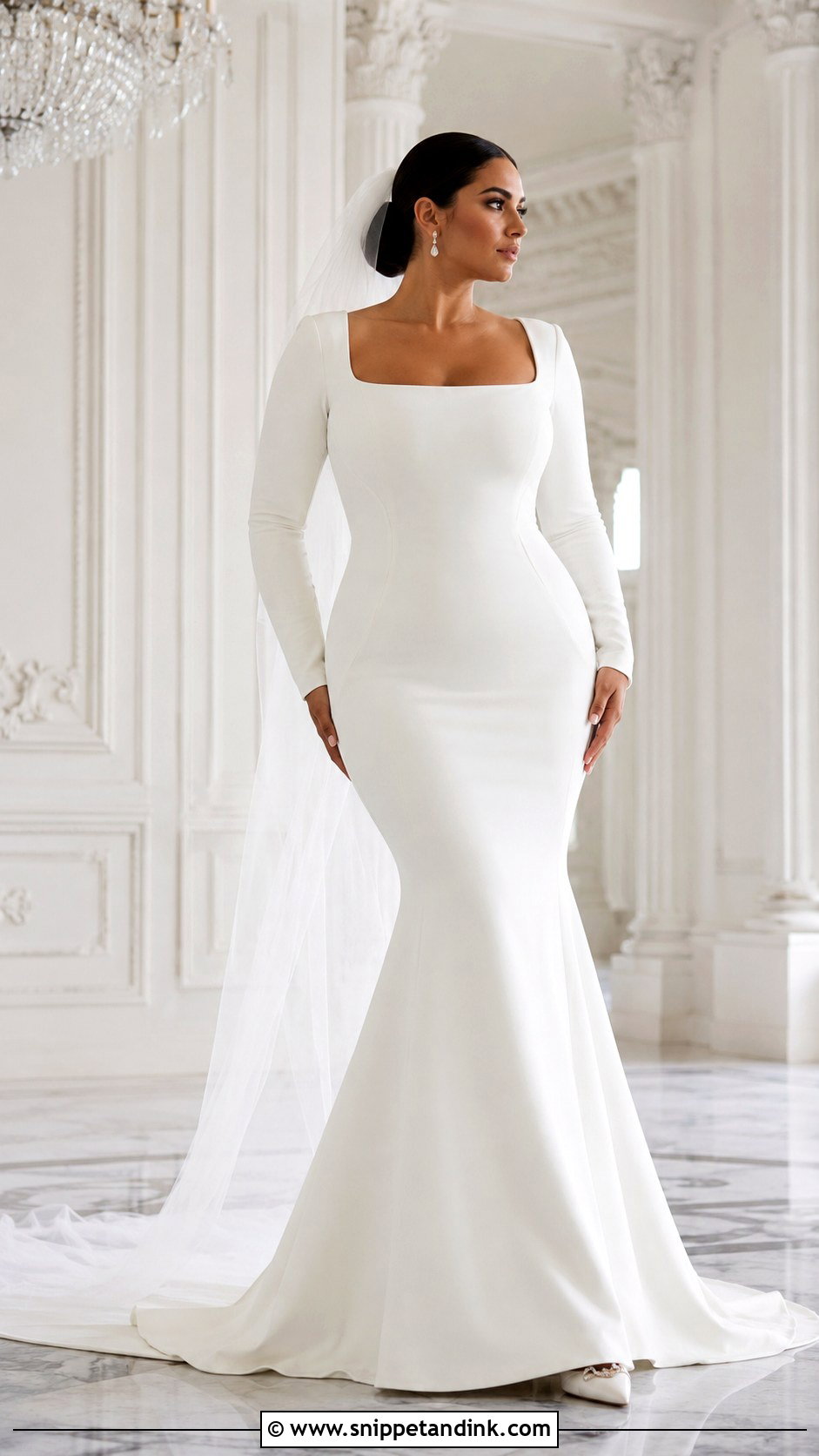 Mermaid Minimal Long Sleeve Wedding Dress - Snippet and Ink - 20 Minimal Wedding Dress Long Sleeve Ideas