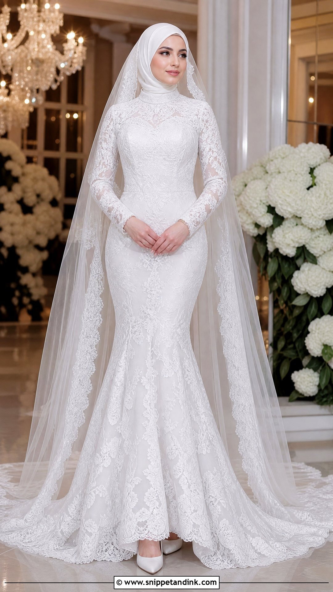 Mermaid Muslim Wedding Dress With Hijab - Snippet and Ink - 25 Muslim Wedding Dress Hijab Bride Ideas
