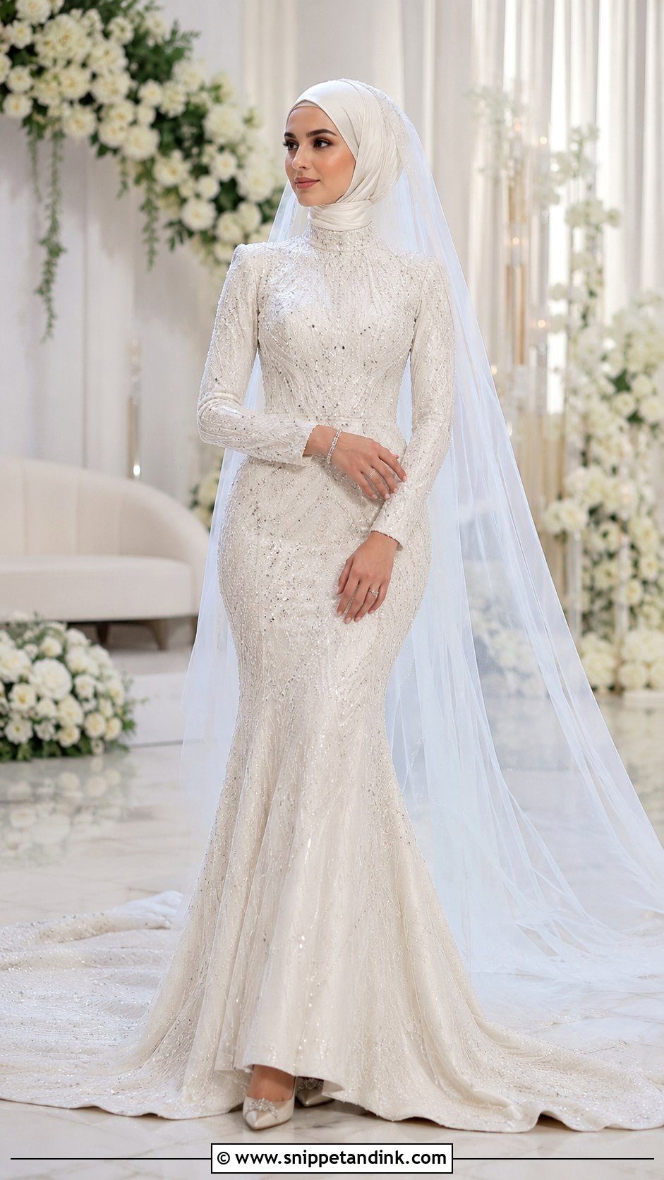 Mermaid Muslim Wedding Dress - Snippet and Ink - 30 Muslim Wedding Dress Ideas