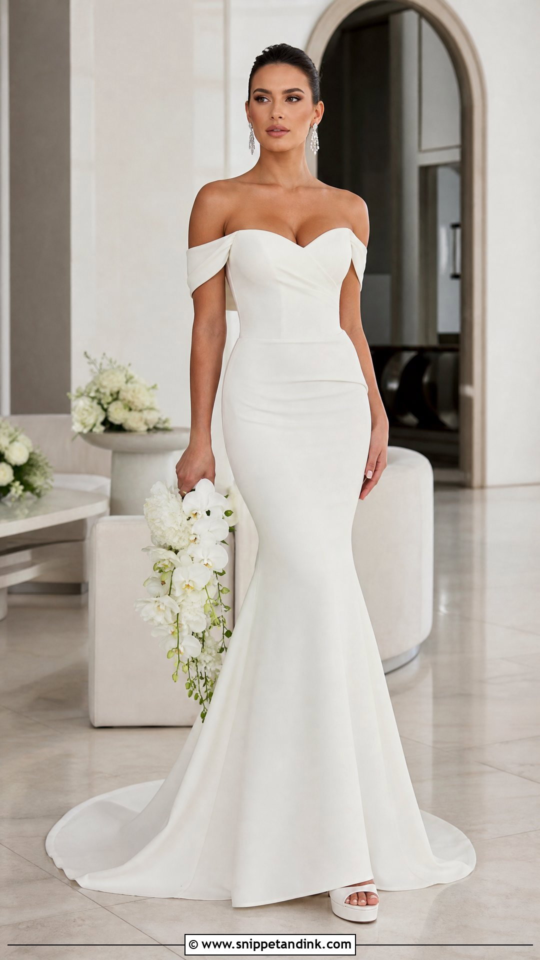 Mermaid Off Shoulder Bridal Gown - Snippet and Ink - 20 Off Shoulder Bridal Gown Ideas