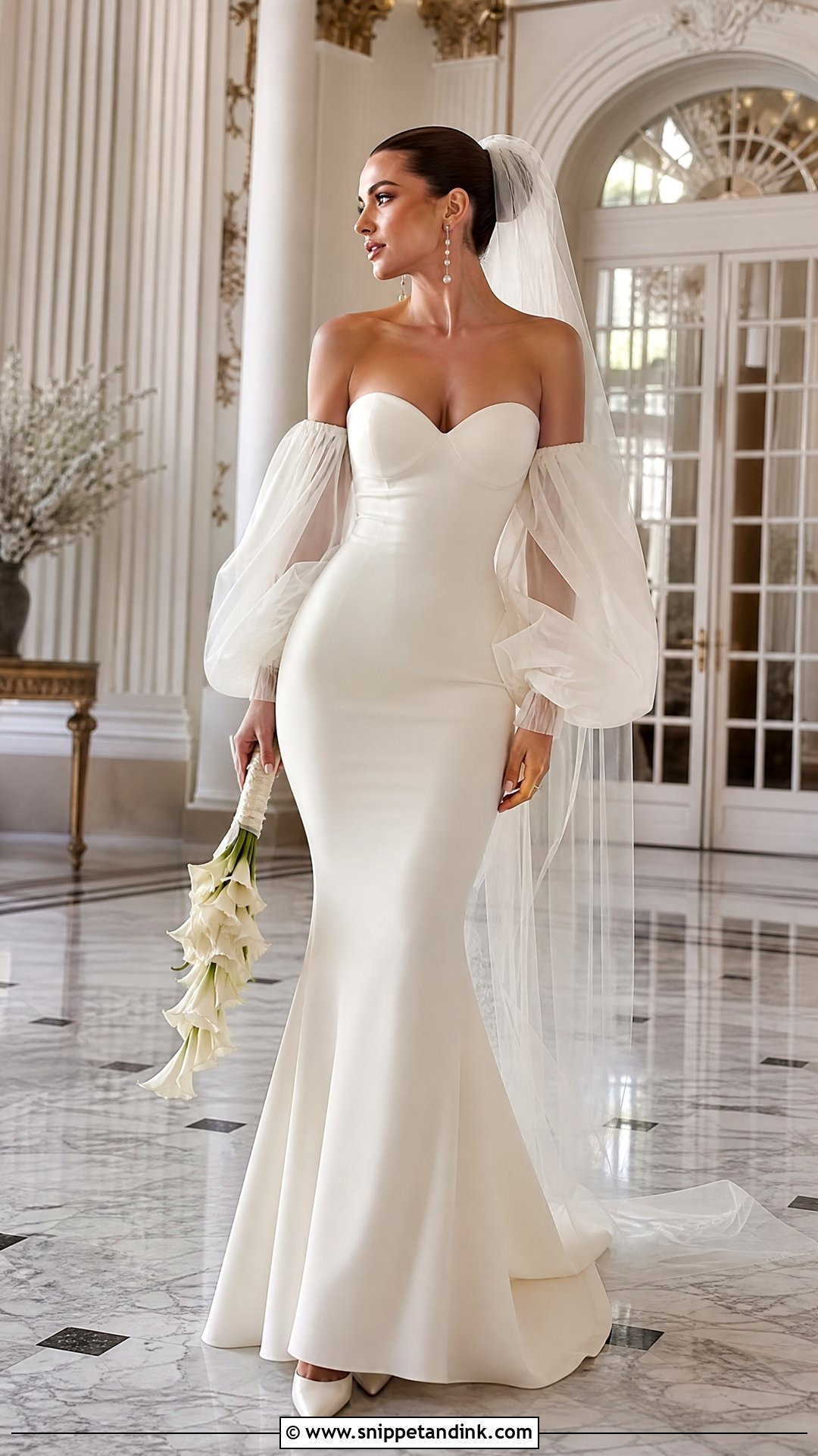 Mermaid Poofy Sleeve Wedding Dress - Snippet and Ink - 20 Poofy Sleeve Wedding Dress Ideas