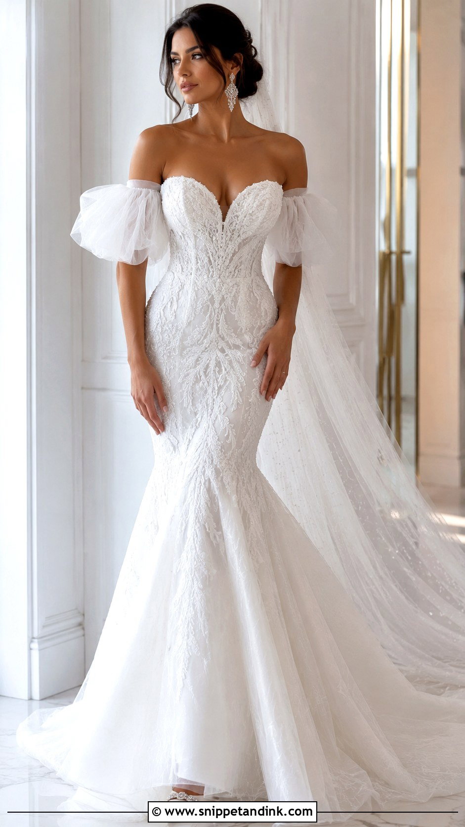 Mermaid Puffy Sleeve Wedding Dress - Snippet and Ink - 25 Wedding Dress Puffy Sleeves