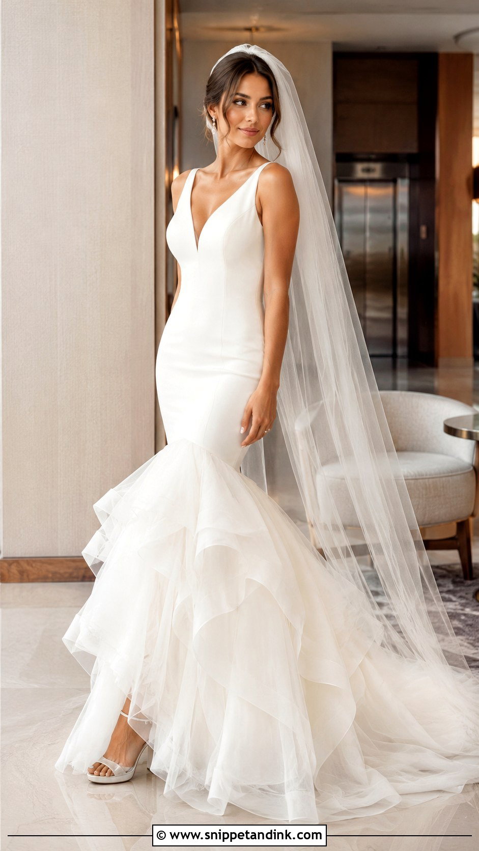 Mermaid Ruffled Wedding Dress - Snippet and Ink - 20 Ruffled Wedding Dress Ideas