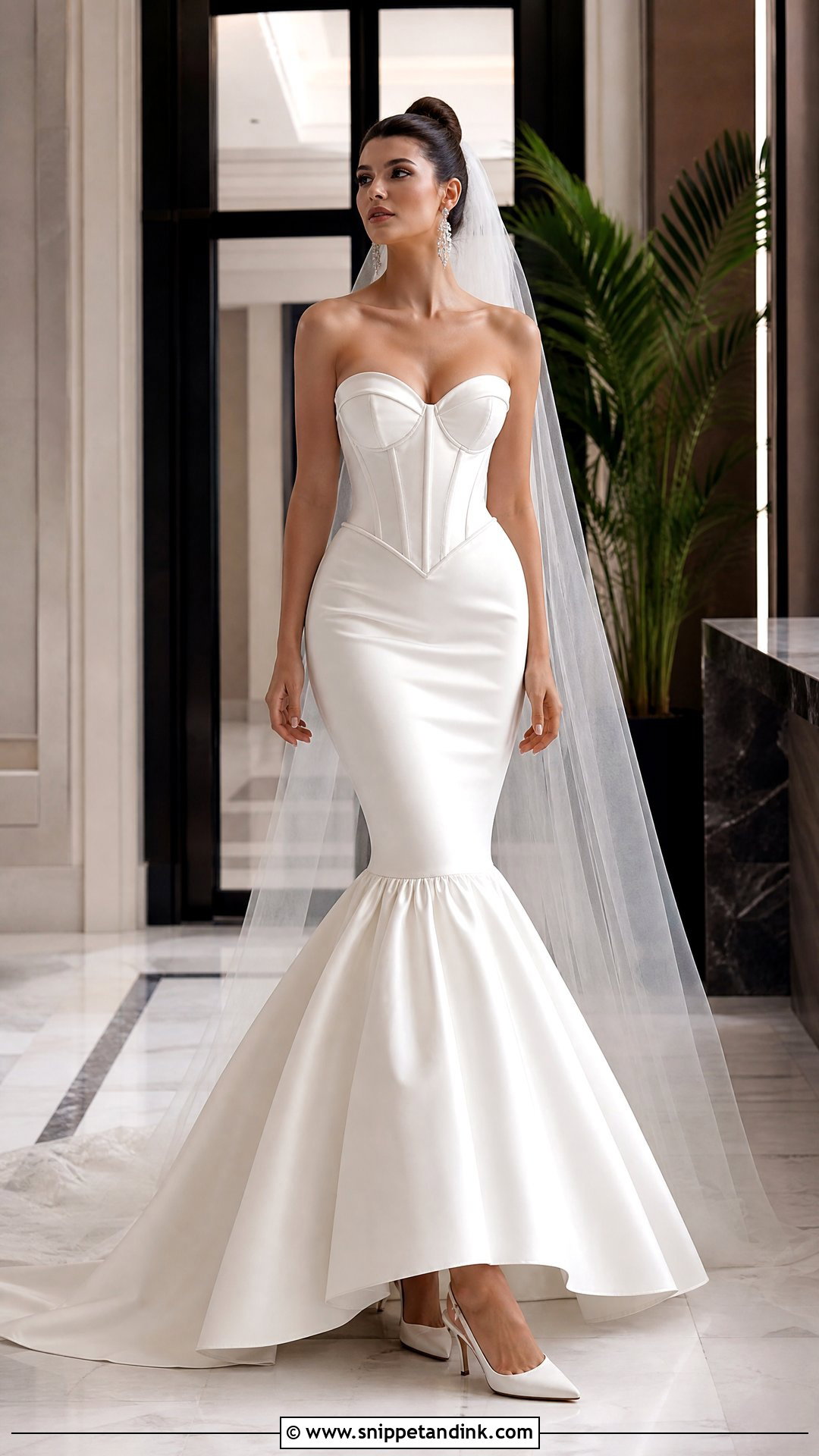 Mermaid Satin Basque Waist Wedding Dress - Snippet and Ink - 20 Satin Basque Waist Wedding Dress Ideas