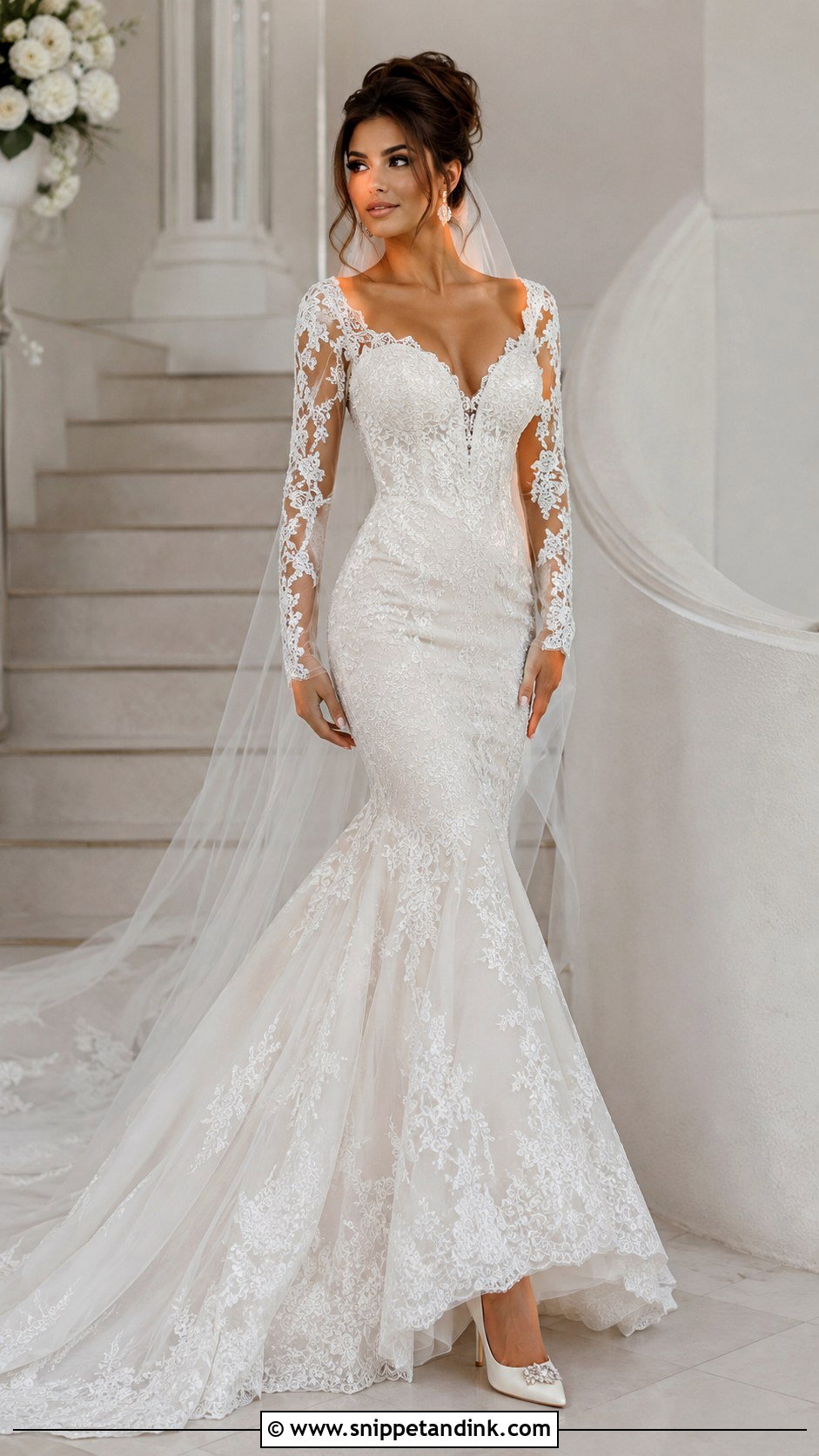 Mermaid Sleeve Wedding Dress - Snippet and Ink - 30 Wedding Dresses Sleeves
