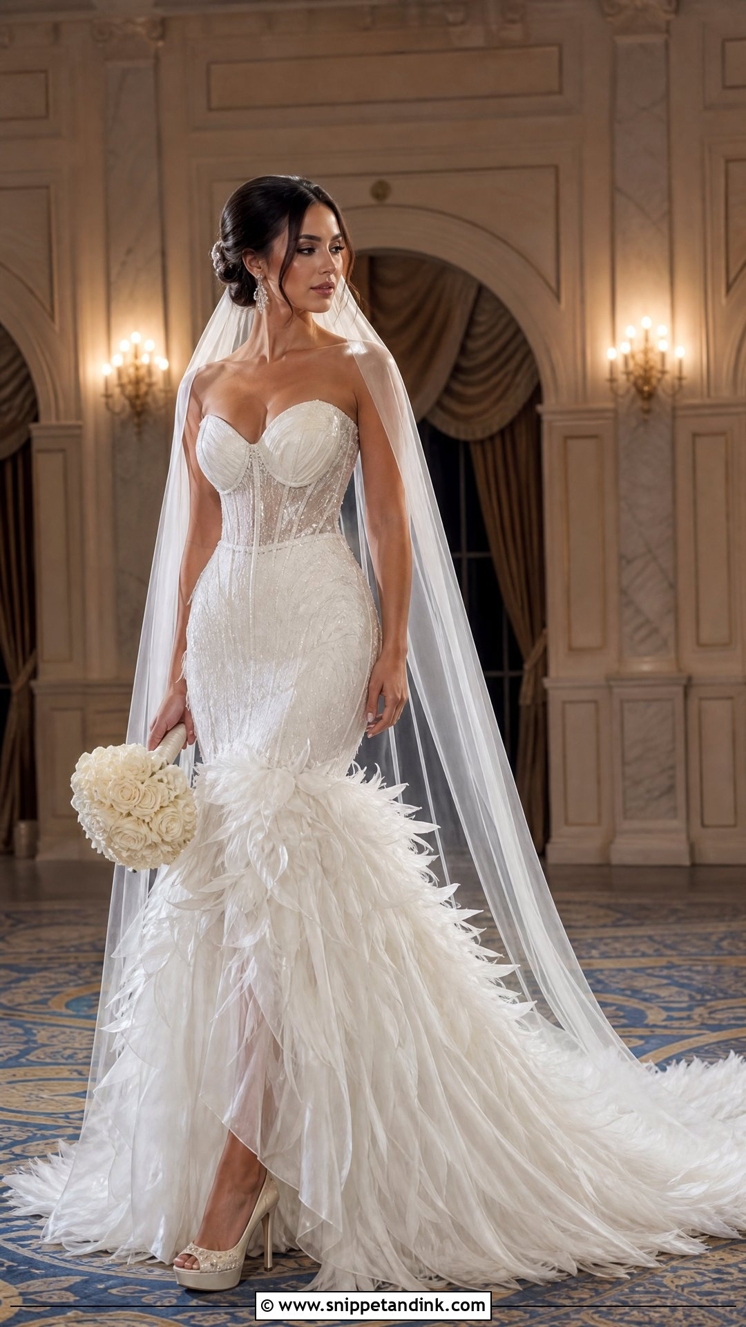 Mermaid Swan Feather Wedding Dress - Snippet and Ink - 25 Swan Wedding Dress Ideas