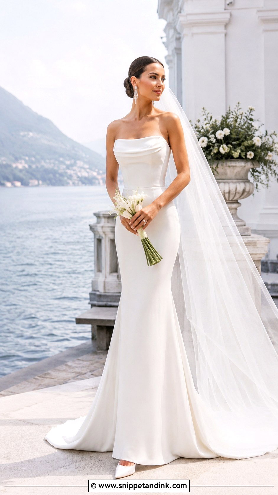 Mermaid Tube Wedding Dress With Statement Earrings - Snippet and Ink - 20 Tube Wedding Dress Ideas