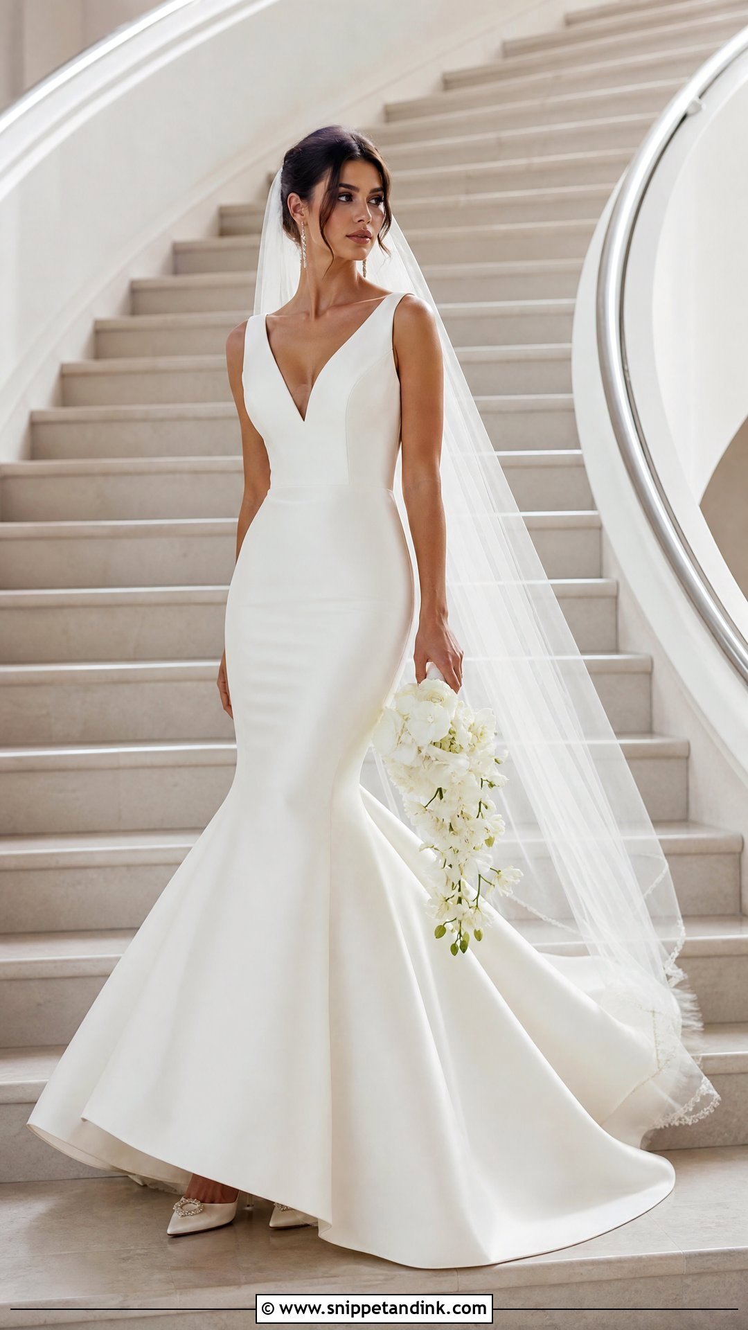Mermaid V Neck Wedding Gown - Snippet and Ink - 20 V Neck Wedding Gown Ideas